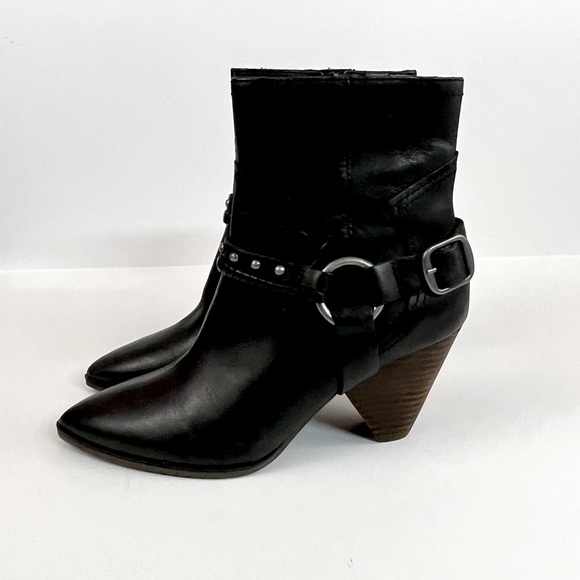 Lucky Brand Majoko Black Leather Harness Boot Heeled Bootie Women’s Size 6 - Picture 3 of 15